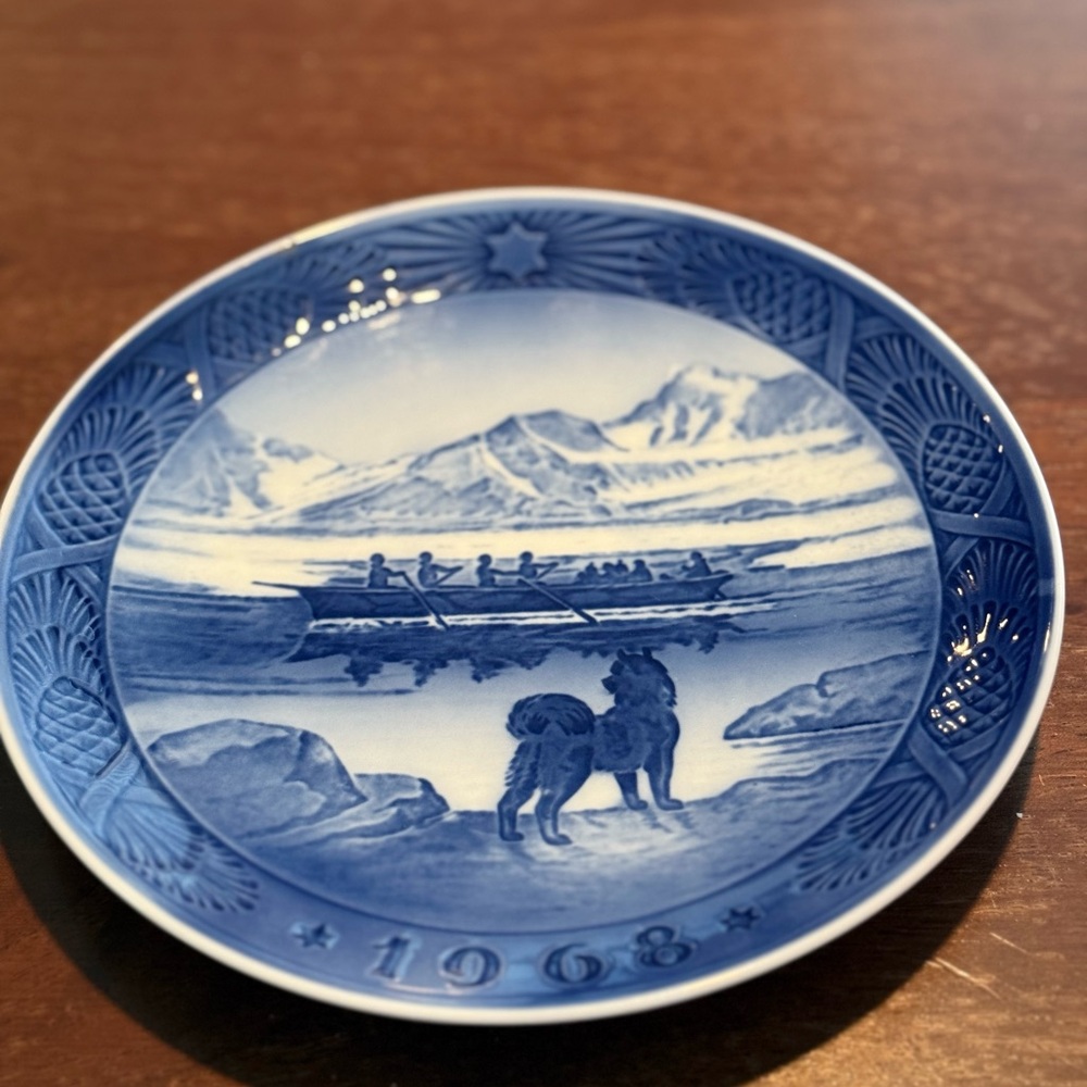 Vintage Royal Copenhagen 1968 “The Last Umiak” blue plate